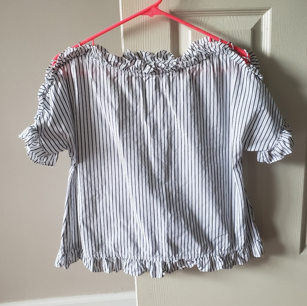 Madewell ruffle striped top (0726)